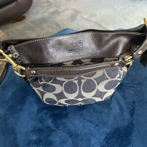Coach Blue Denim and Gray Signature Shoulder Bag